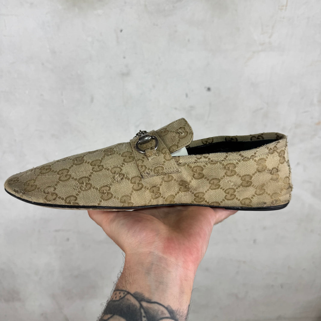 Gucci Monogram Distressed Raggazo Mules