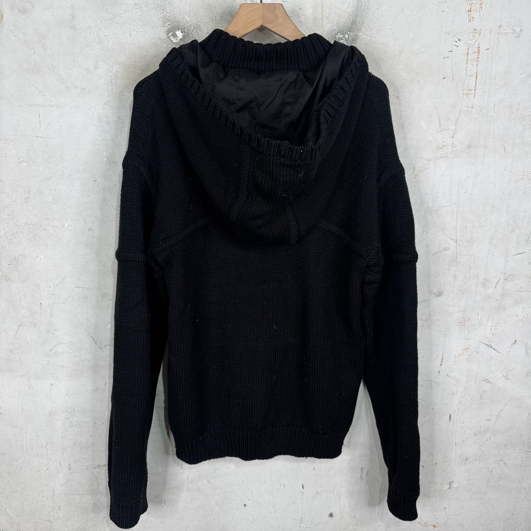 Helmut Lang Hooded Zip Up Knit Jacket