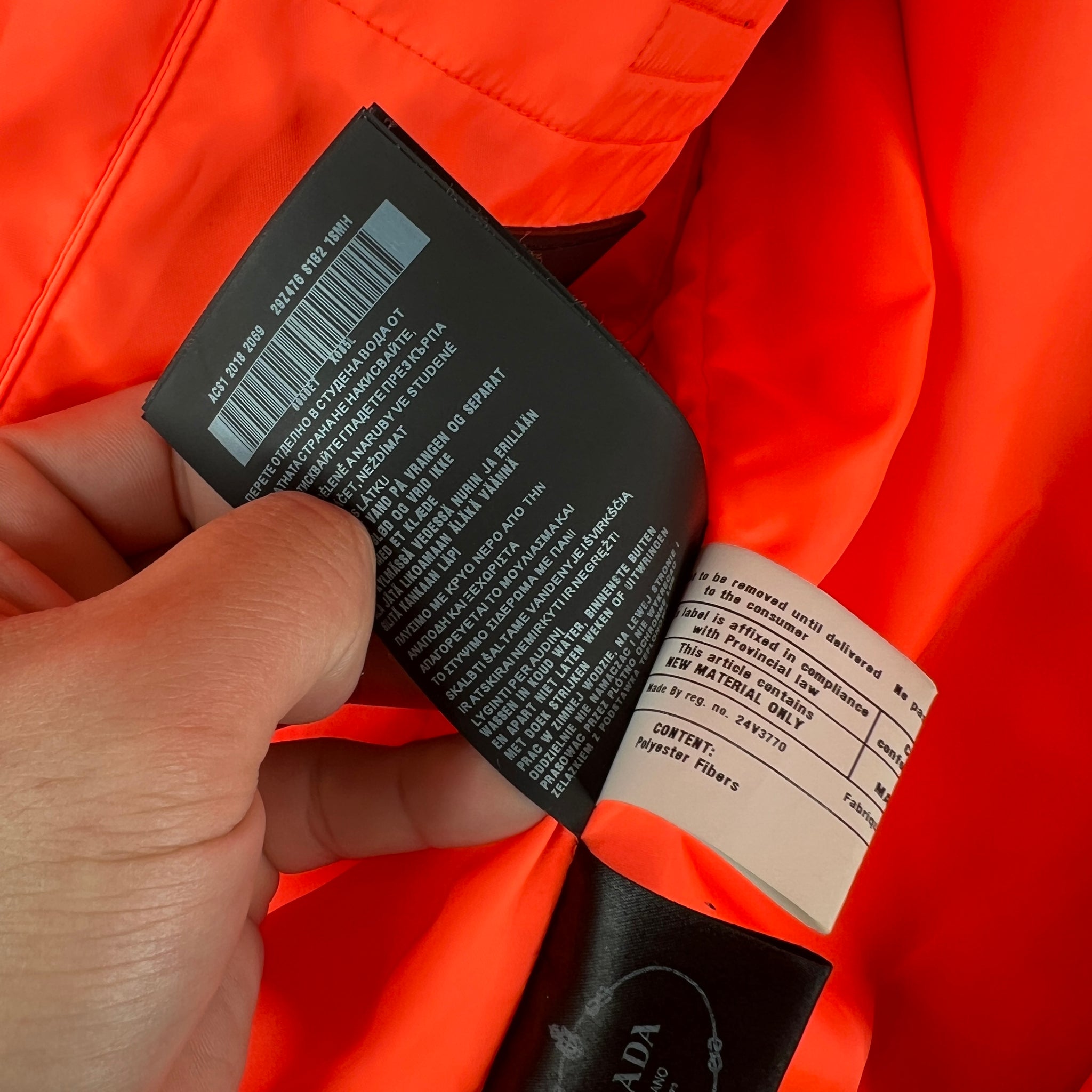 Prada Linea Rossa Orange Technical Padded Jacket