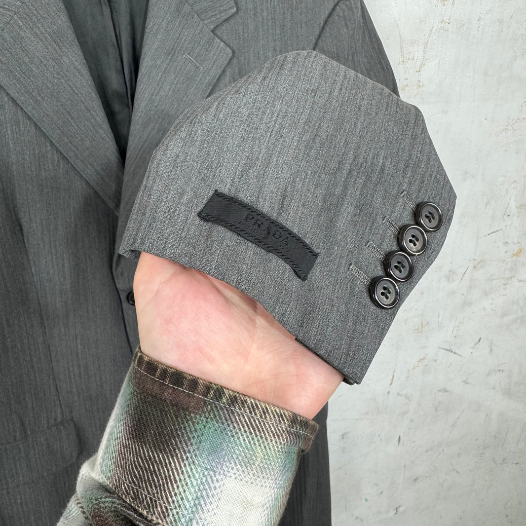 Prada Grey Striped Blazer Jacket