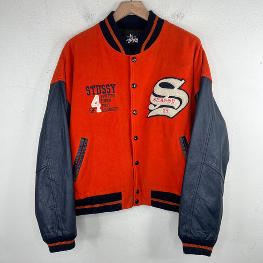 Stussy Big 4 Orange/Navy Varsity Jacket