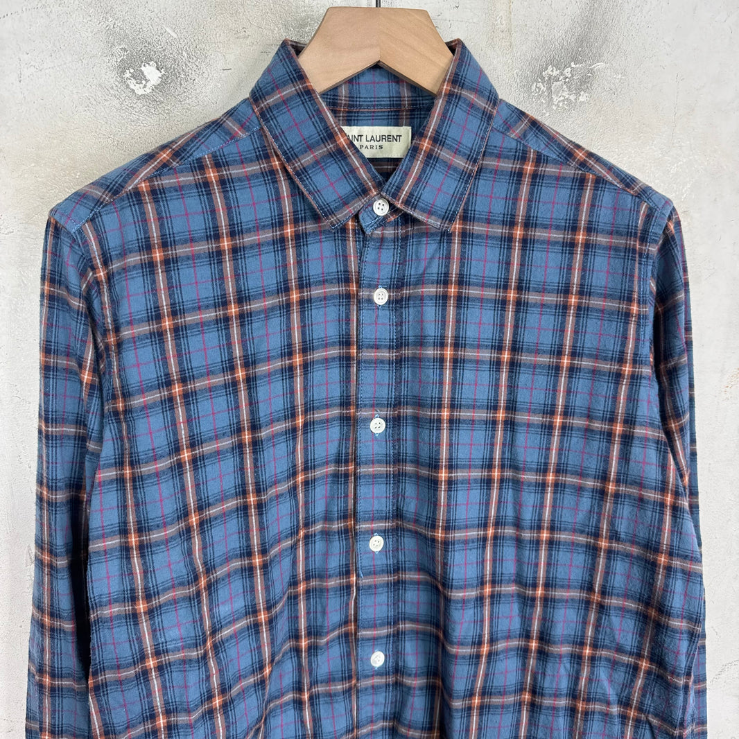 Saint Laurent Blue Plaid Flannel