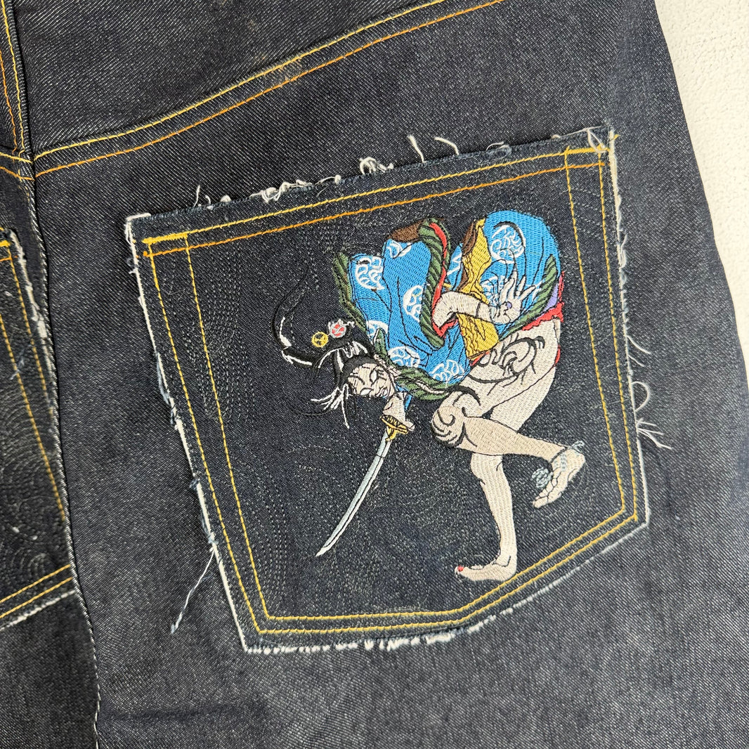 Vintage Red Monkey Back Pocket Embroidered Jeans