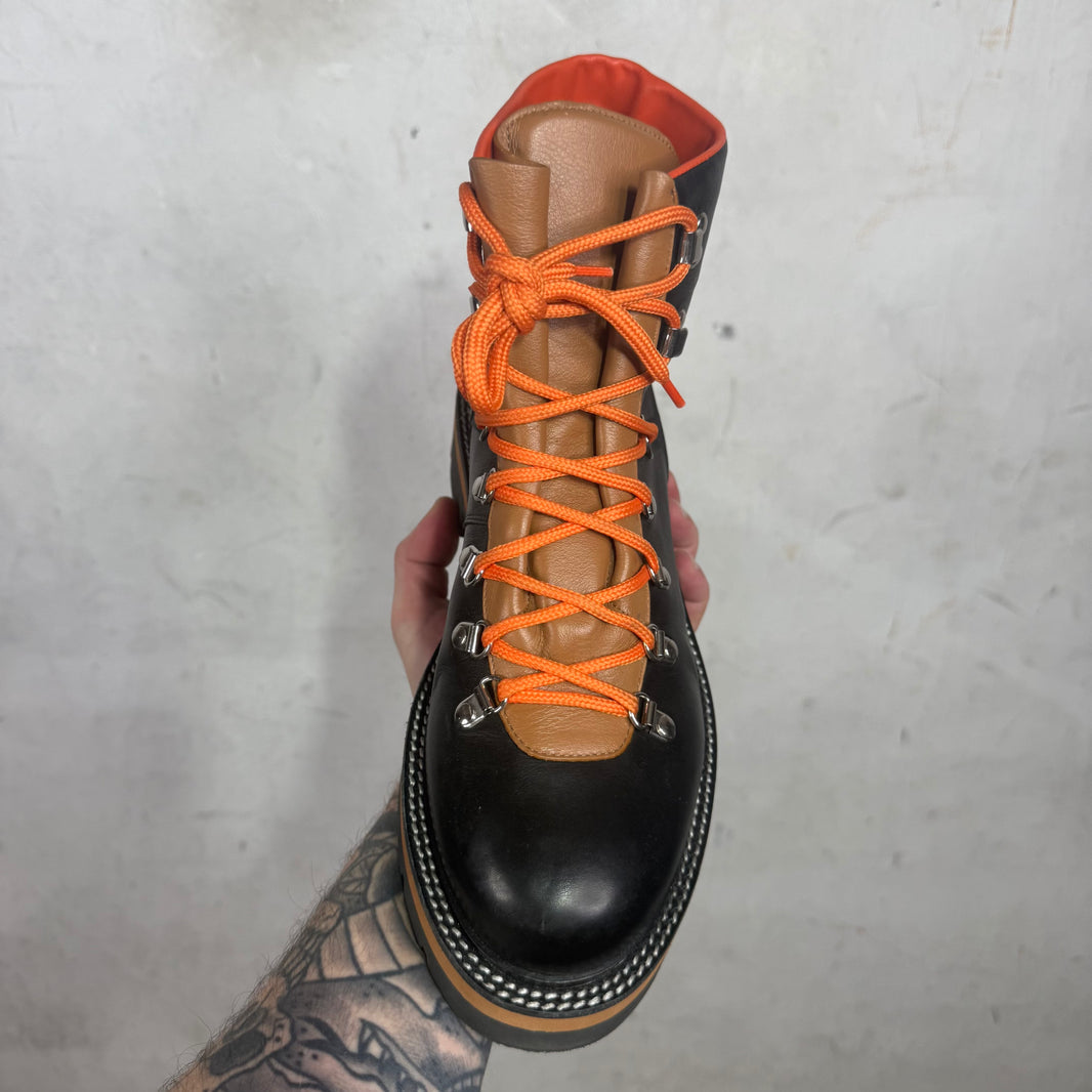 Hermes Leather Orange Trimmed Hiking Boots