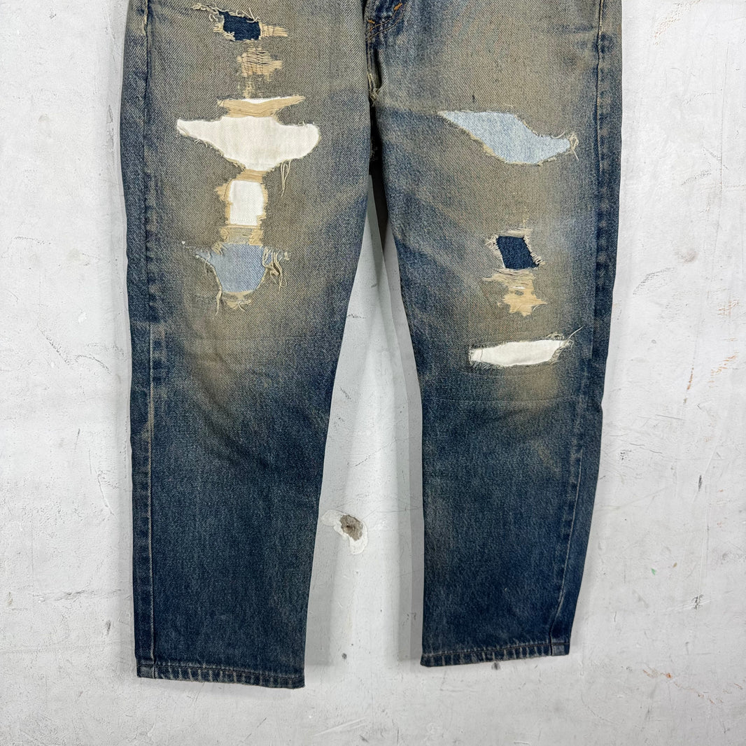 Vintage Levis 505 Distressed Repaired Jeans