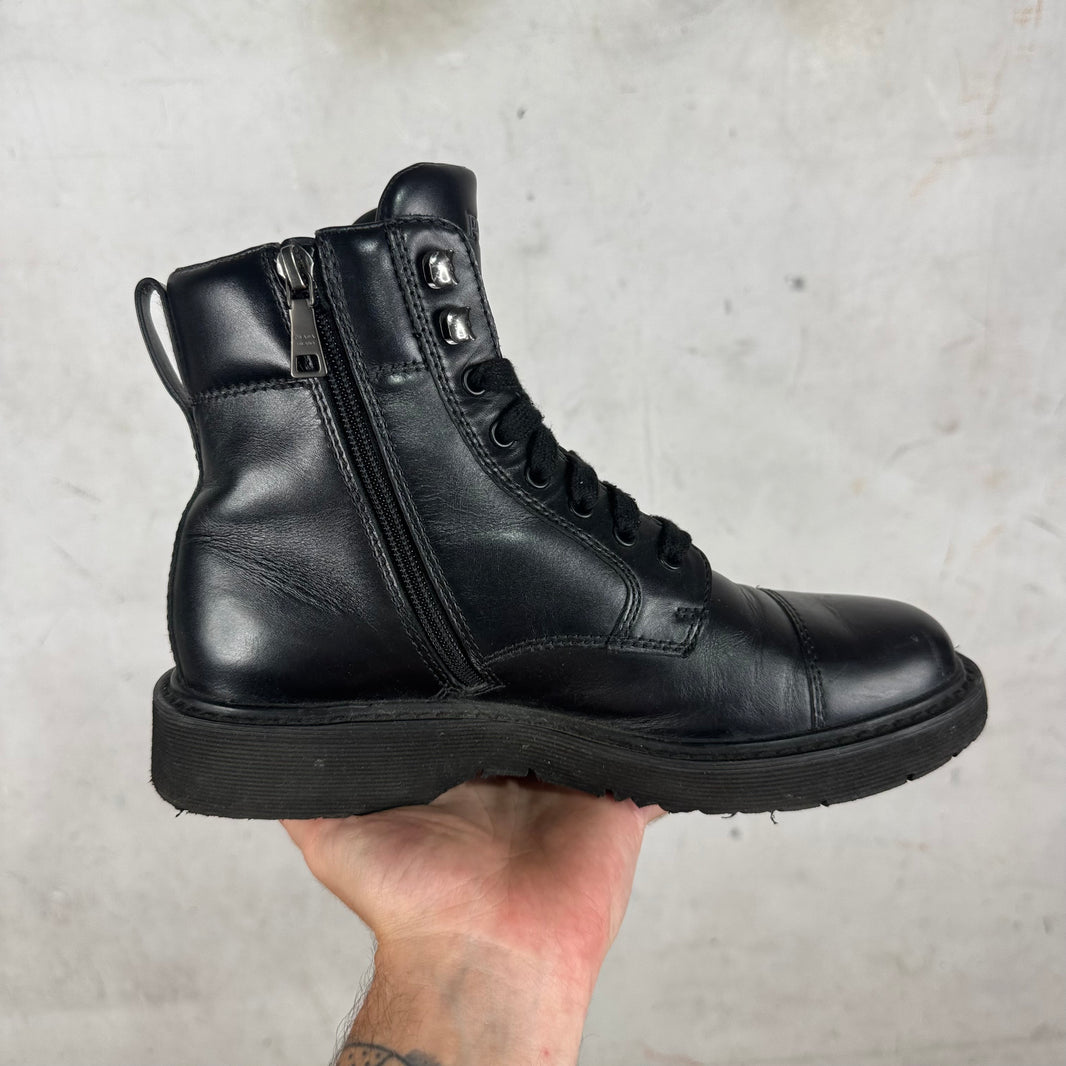 Prada Black Lace Up Boots