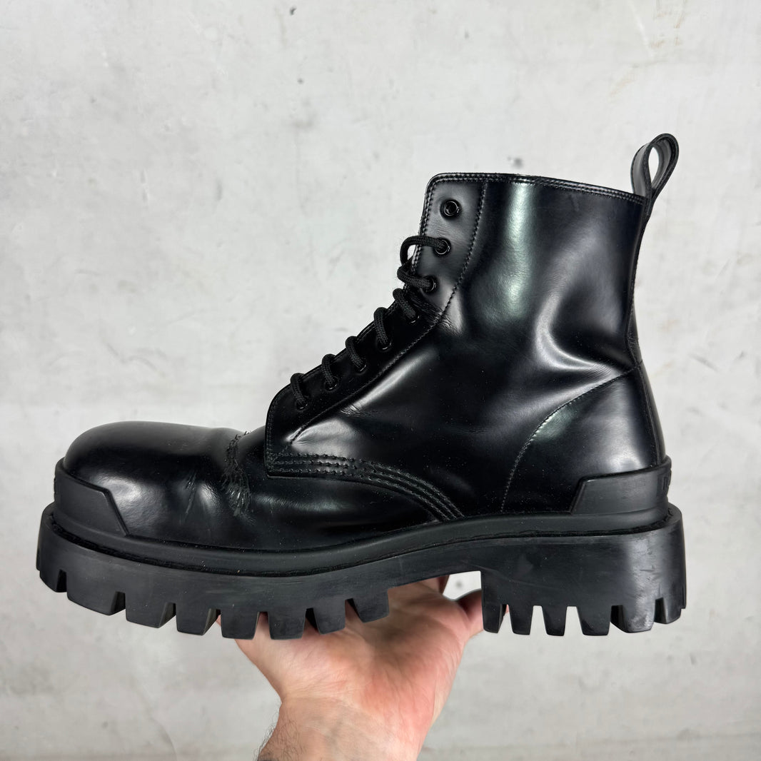 Balenciaga Black Leather Strike Boots