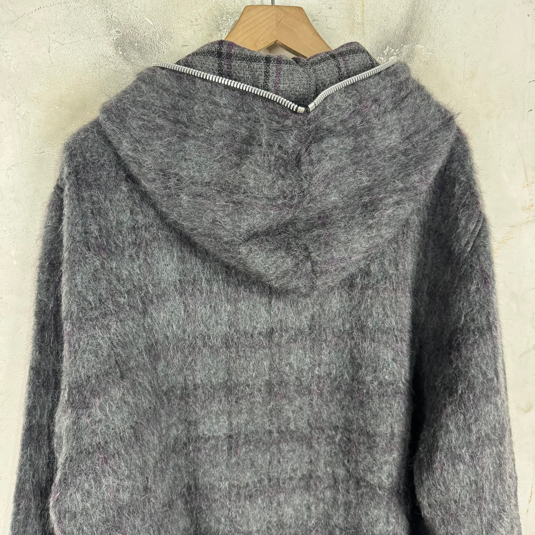 Our Legacy New Grey/Purple Plaid Full Zip Hoodie