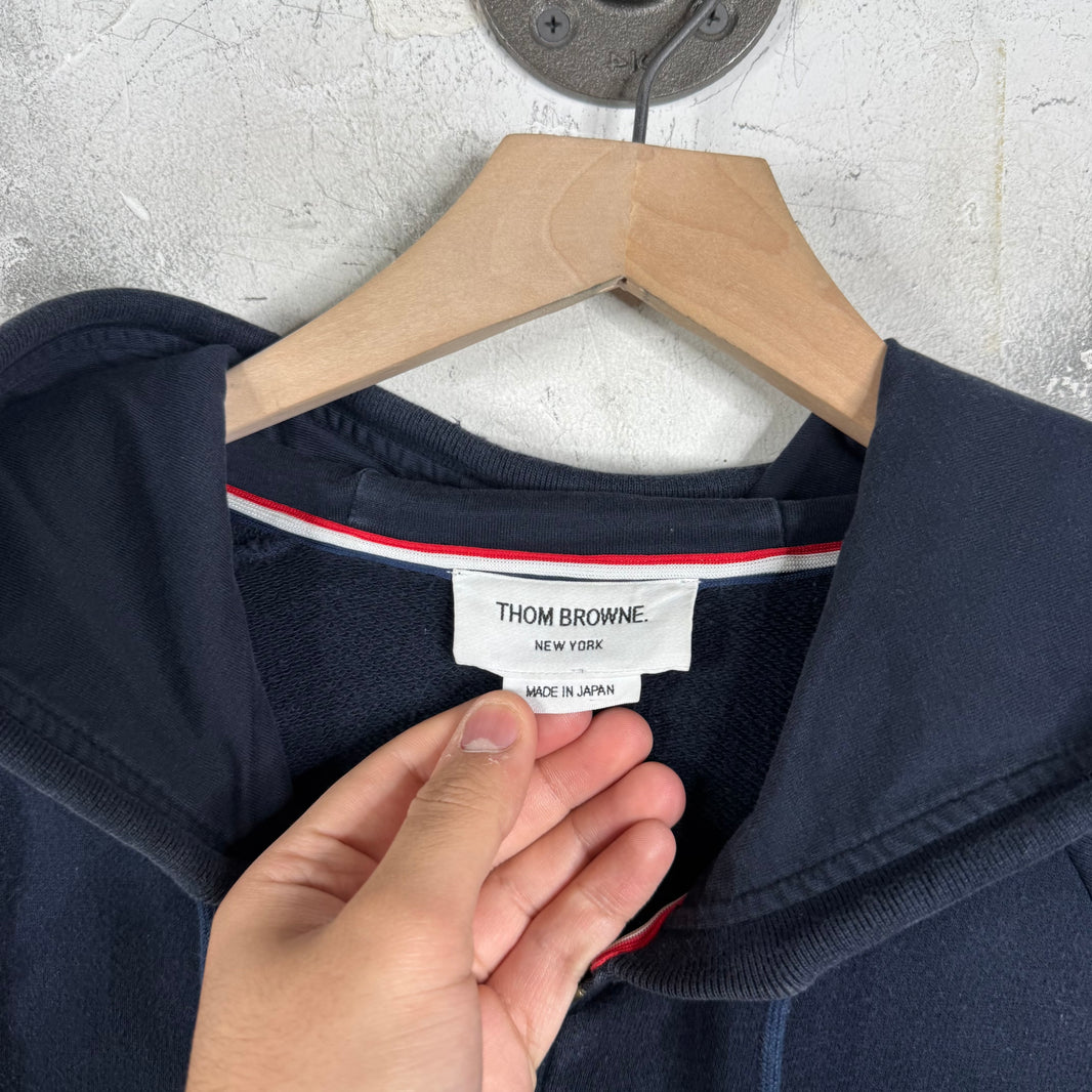 Thom Browne Navy Zip Hoodie