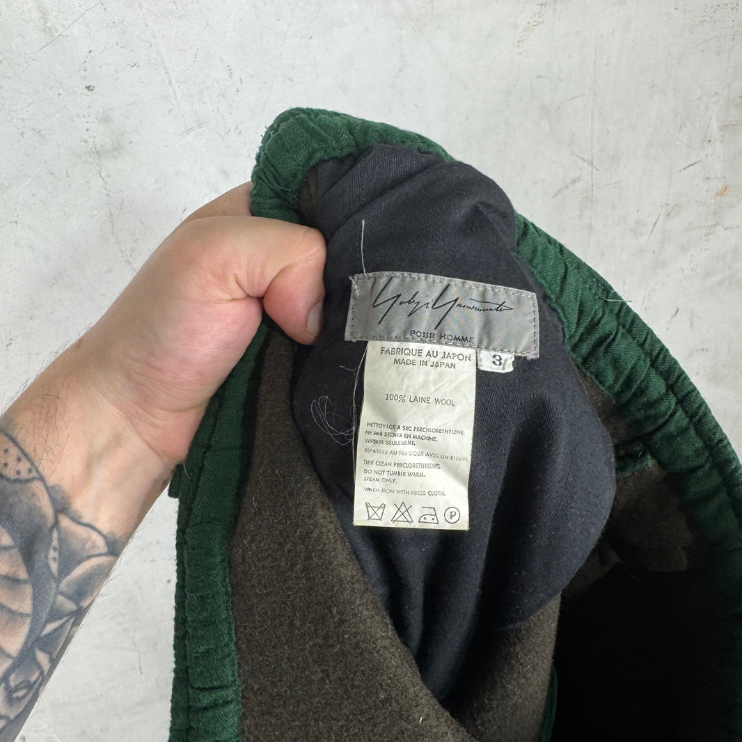 Yohji Yamamoto Green Wool Lined Pants