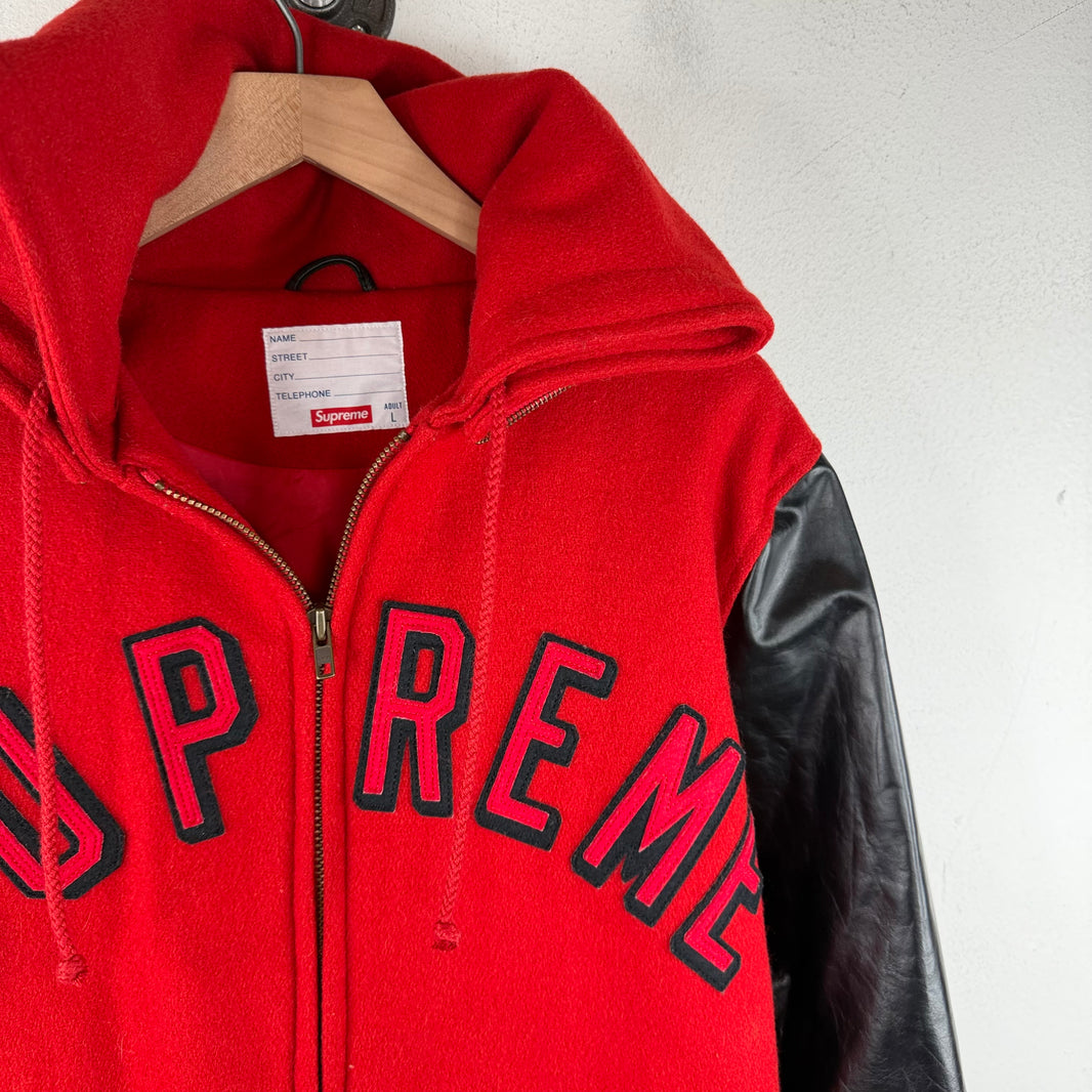 Supreme Red Arc Logo Varsity Jacket