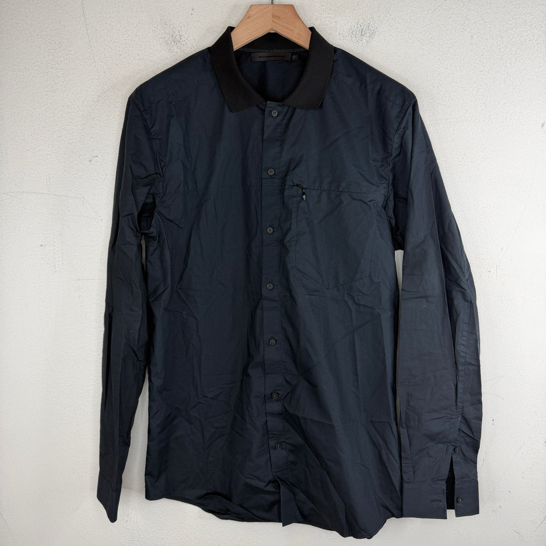 Alexander Wang Navy Zip Detail Button Up Shirt