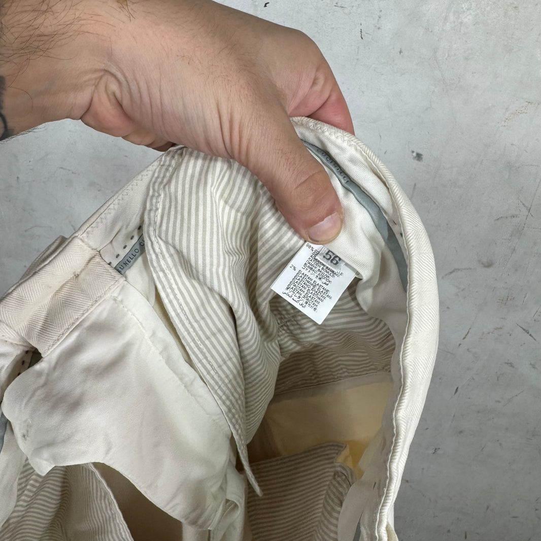Brunello Cucinelli Cream Herringbone Cargos