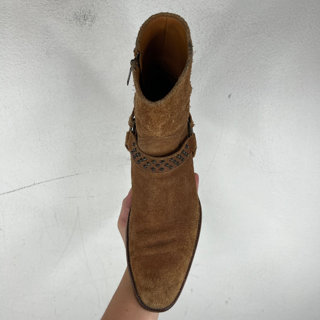 Saint Laurent Studded Suede Wyatt Boots