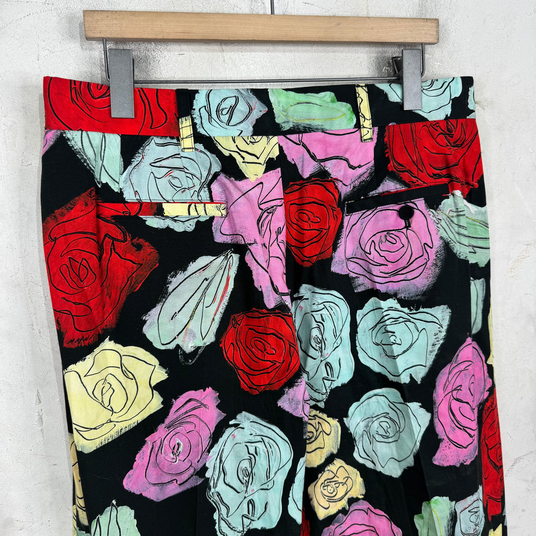 Marni Floral Pleated Loose Trousers