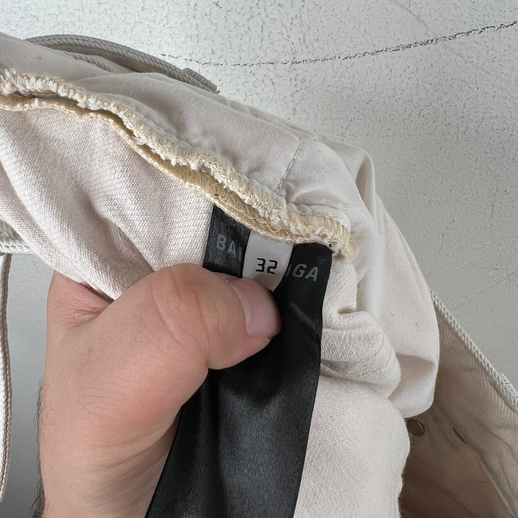 Balenciaga White Denim Convertible Cargo Pants