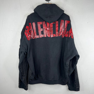 Balenciaga Sample Hybrid Denim Hooded Red Tape Jacket