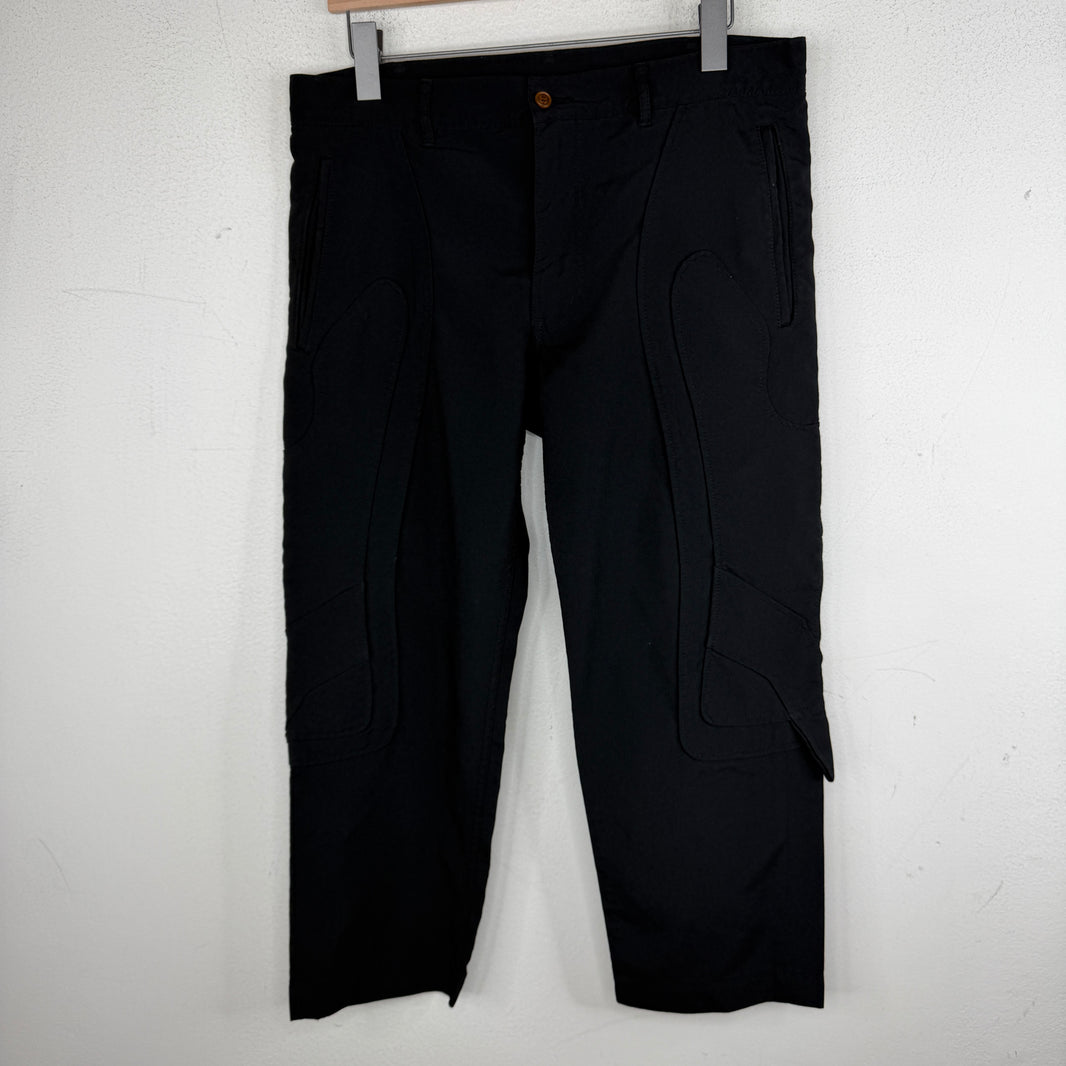 CDG Black Side Patch Paneled Trousers