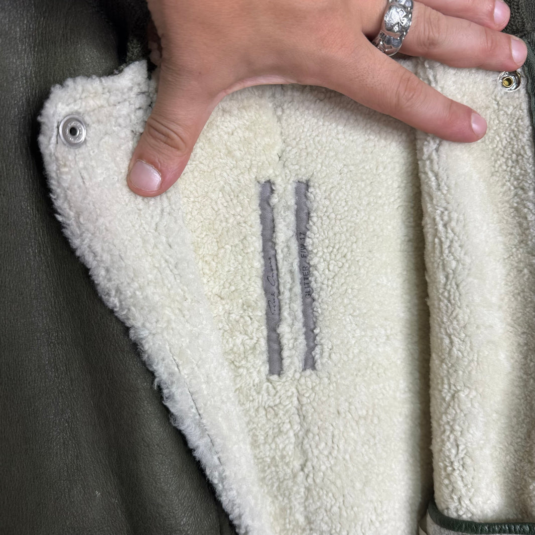 Rick Owens Blistered Leather Shearling Bomber Jacket