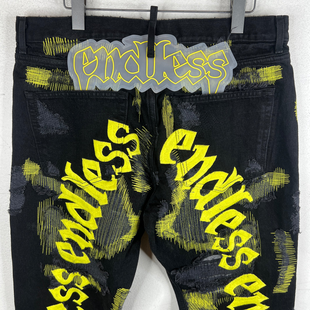 Endless Denim Yellow Logo Denim Jeans