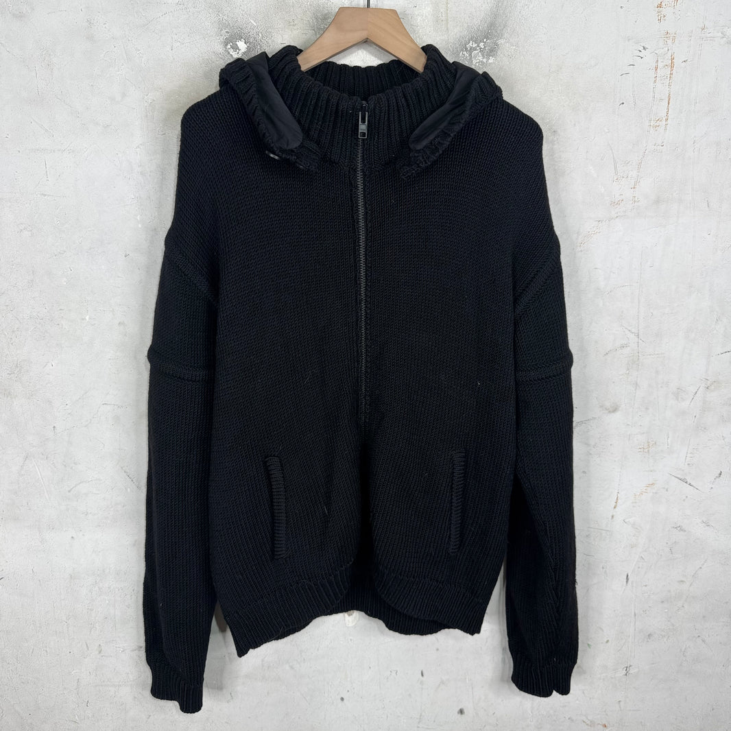 Helmut Lang Hooded Zip Up Knit Jacket