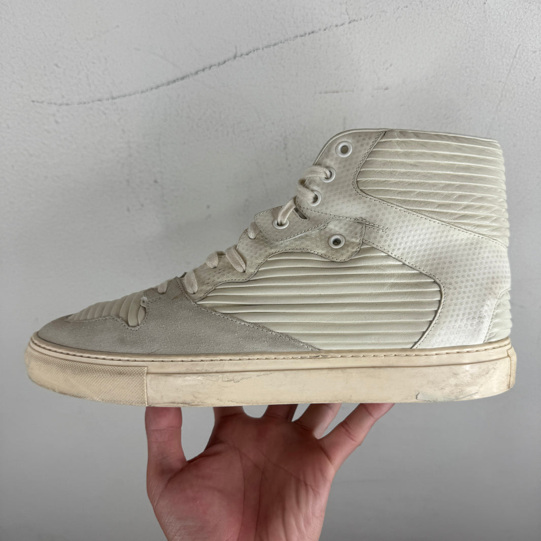 Balenciaga Cotes Pleated White Sneakers