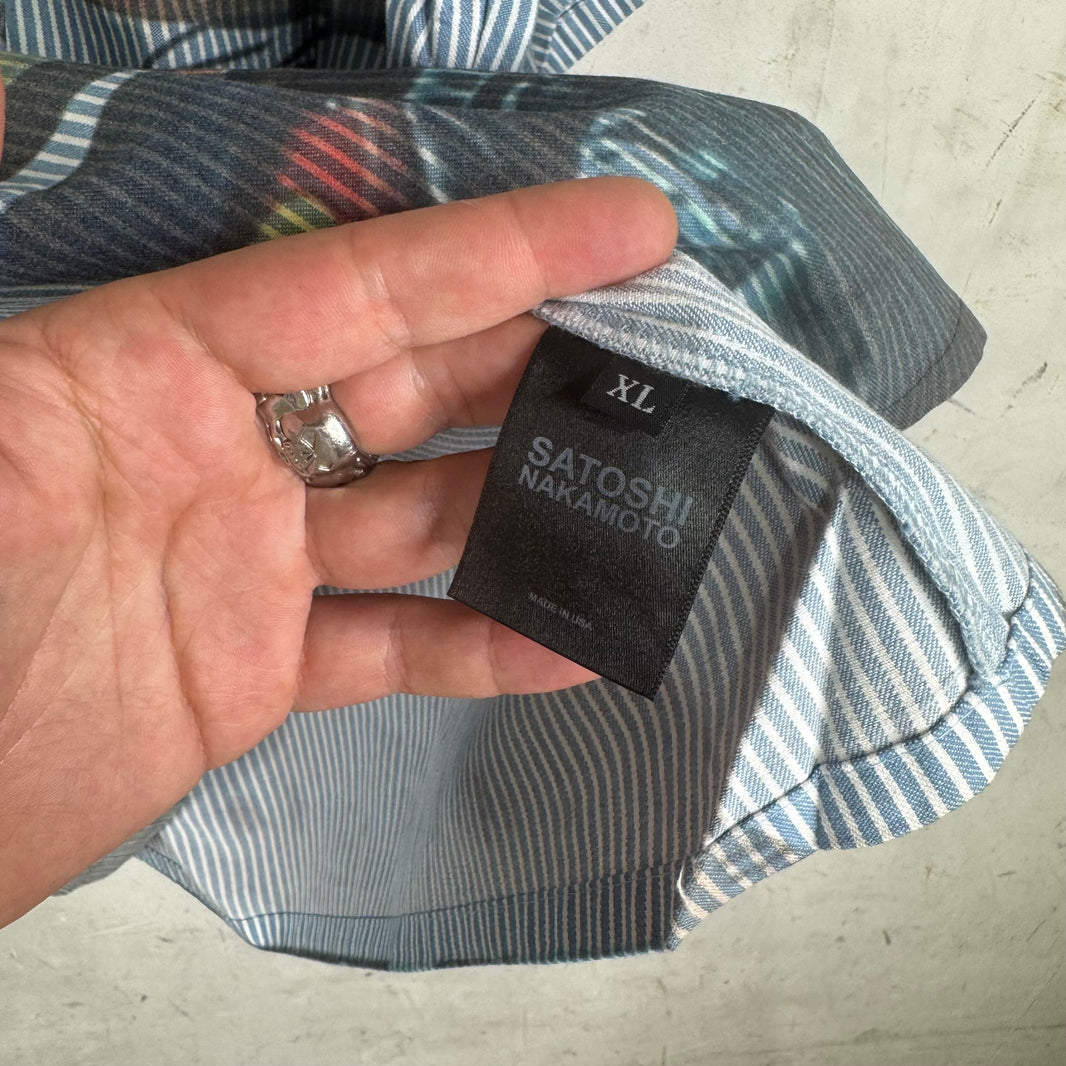 Satoshi Nakamoto Pinstriped Moto Q-Zip Shirt