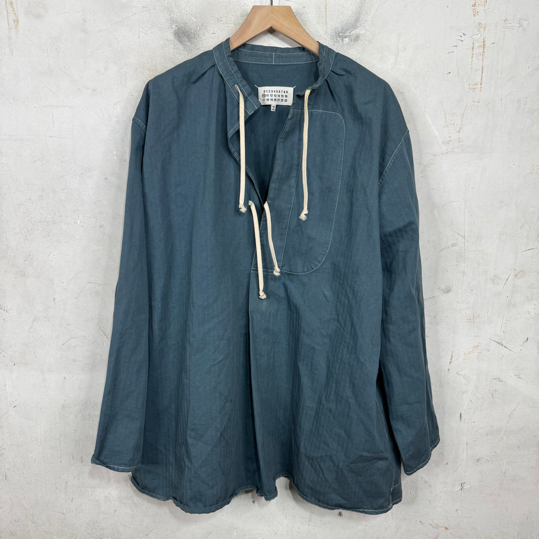 Margiela Oversized Laced Tunic Shirt Blue