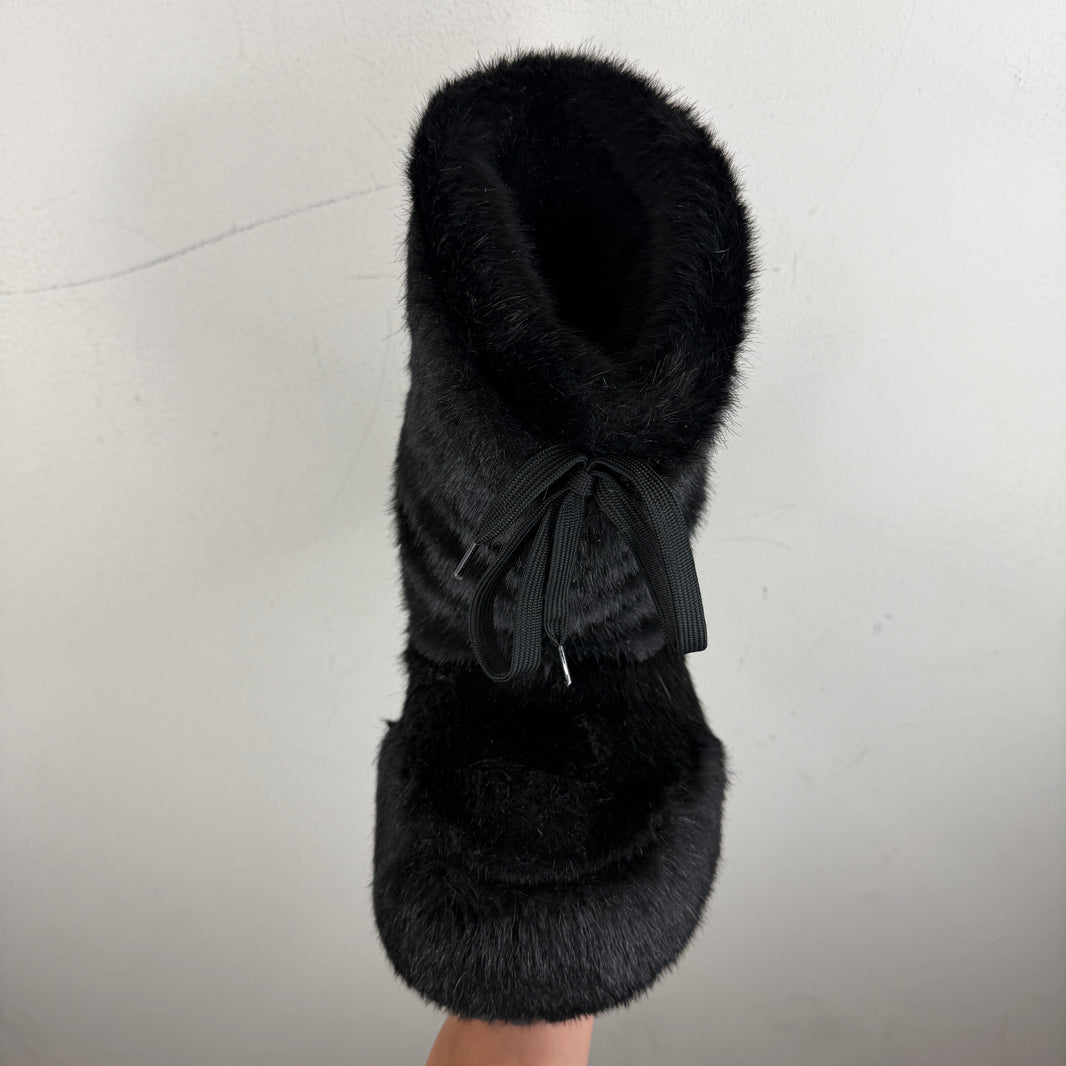 Balenciaga Black Furry Alaska Boots