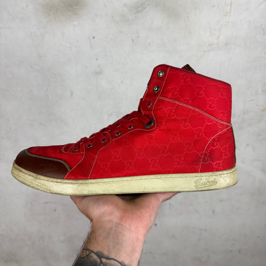 Gucci Red Nylon Monogram Sneakers