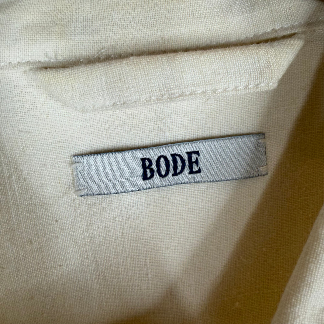 Bode Linen Collar Embroidered S/S Shirt