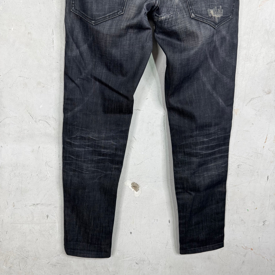 Dsquared Black Slim Repaired Jeans