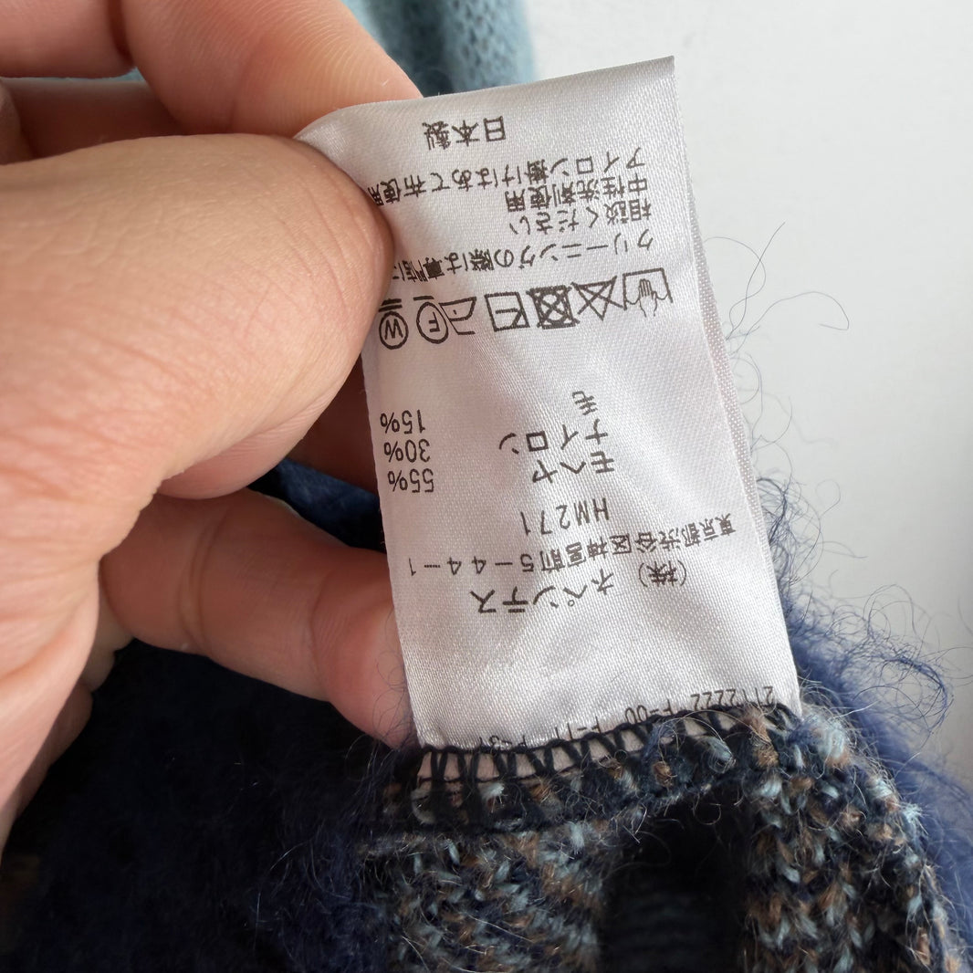 Needles Teal/Navy Spike Mohair Button Up Cardigan