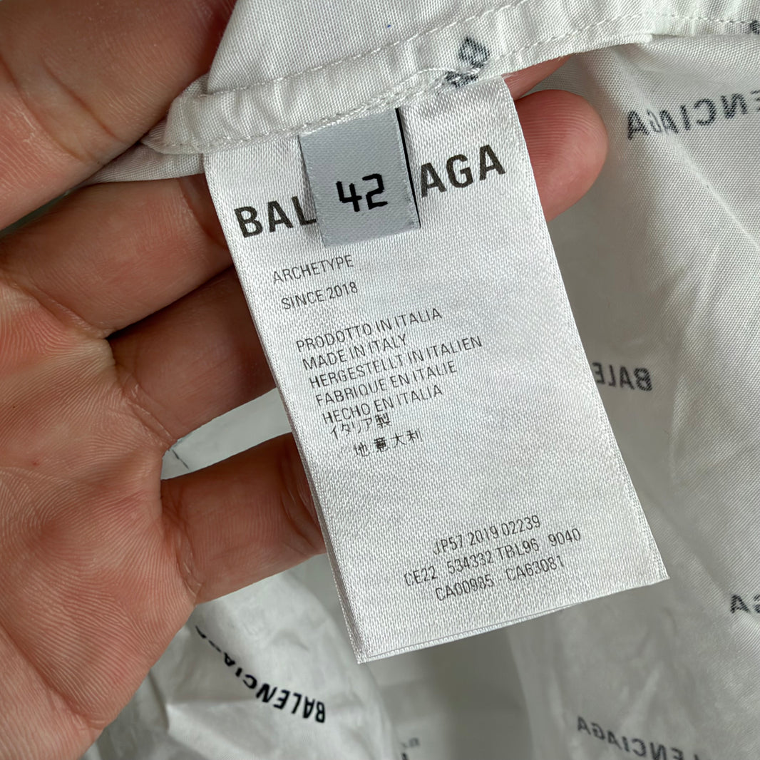 Balenciaga AOP Diagonal Logo Button Up S/S Shirt