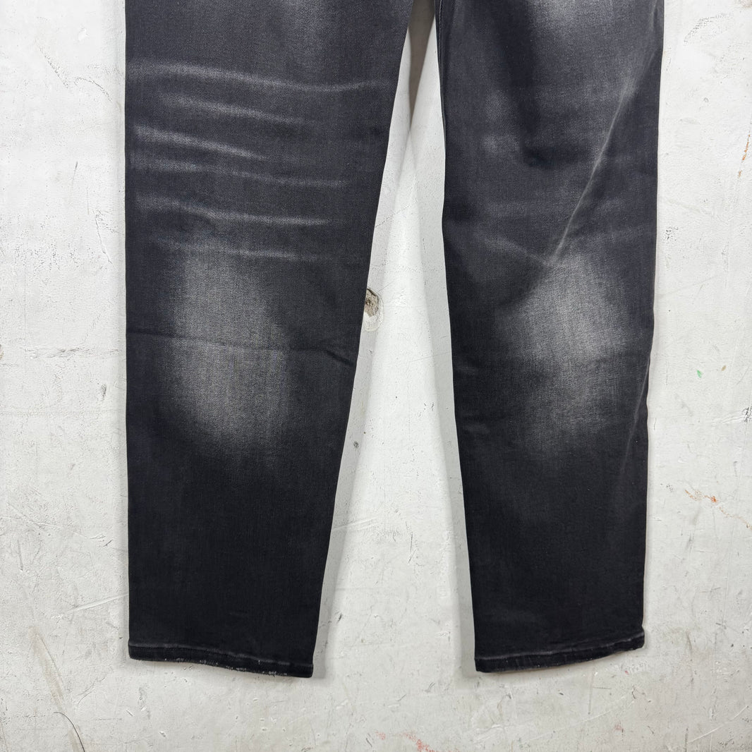 Sicko Embroidered Washed Black Jeans