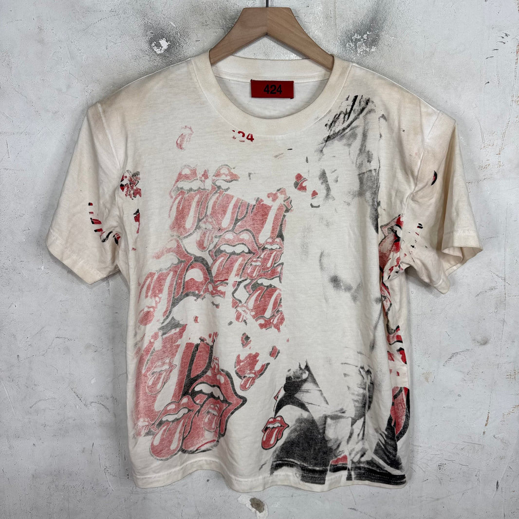 424 Rolling Stones Sprayed Shoulder Pad T-Shirt