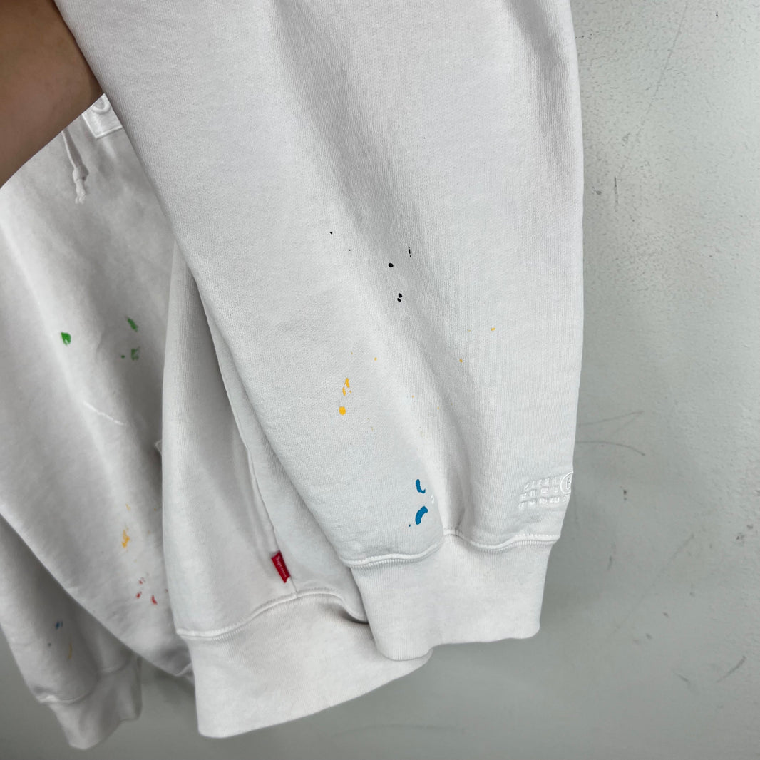 Supreme White MM6 Box Logo Zip-Up Hoodie