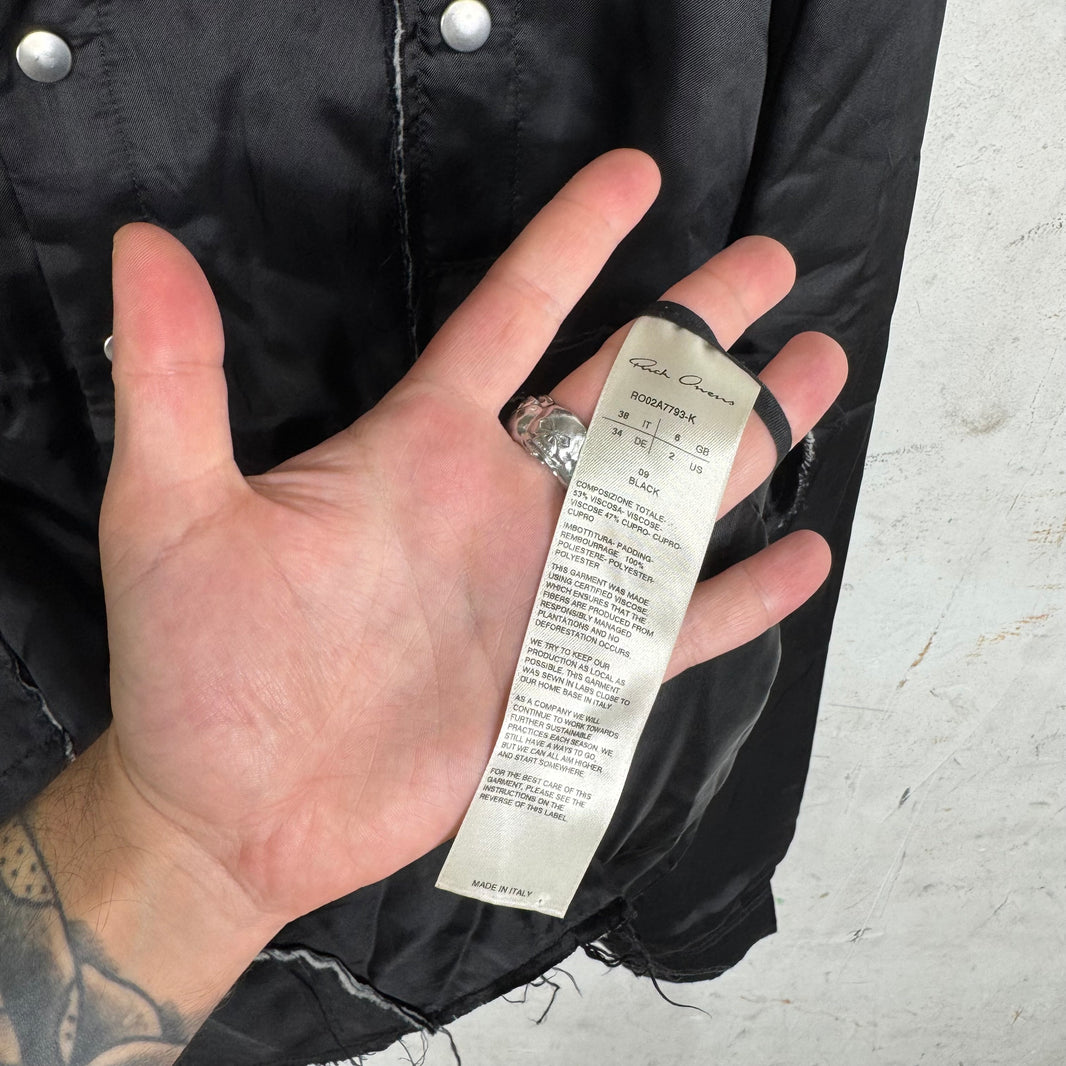 Rick Owens Geth Frayed Viscose Backstrap Shirt