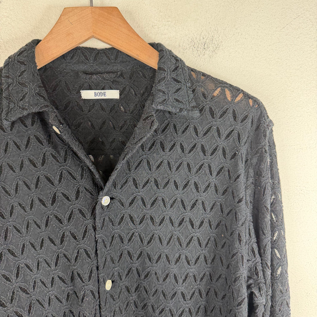 Bode Black Floral Lace L/S Shirt