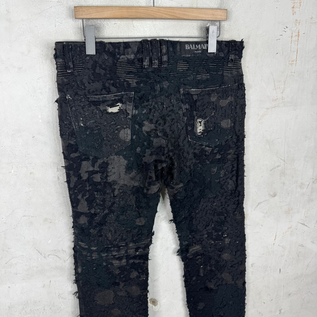 Balmain Custom Laced Boro Biker Jeans