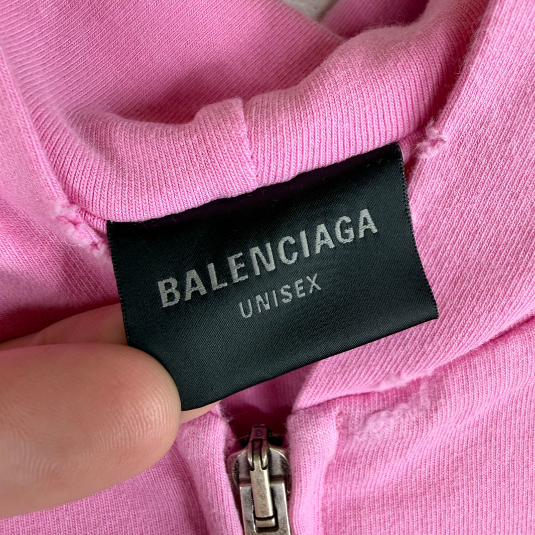 Balenciaga Pink No Logo Zip Up Hoodie