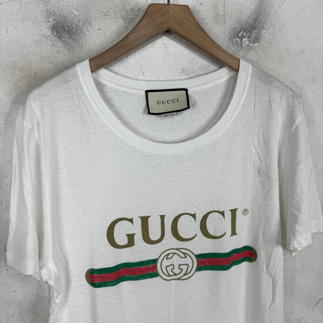Gucci White Faded Logo T-Shirt