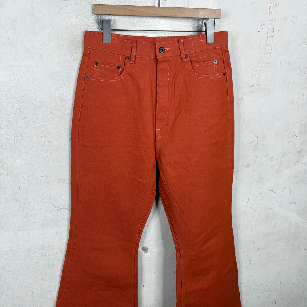 Rick Owens Orange Selvedge Bolan Bootcuts