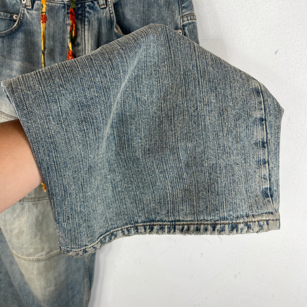 Balenciaga Paneled Drawstring Baggy Denim Jeans