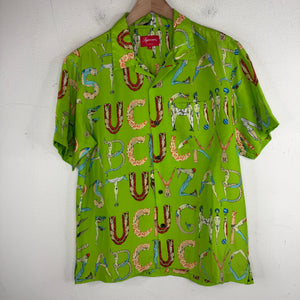 Supreme Green Alphabet F*** Button Up Shirt
