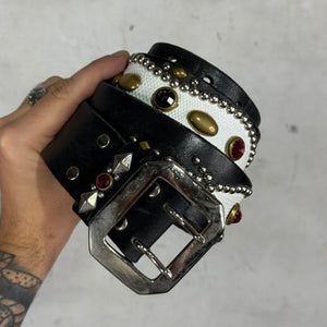 Manhatta Black Cowhide Studded Belt
