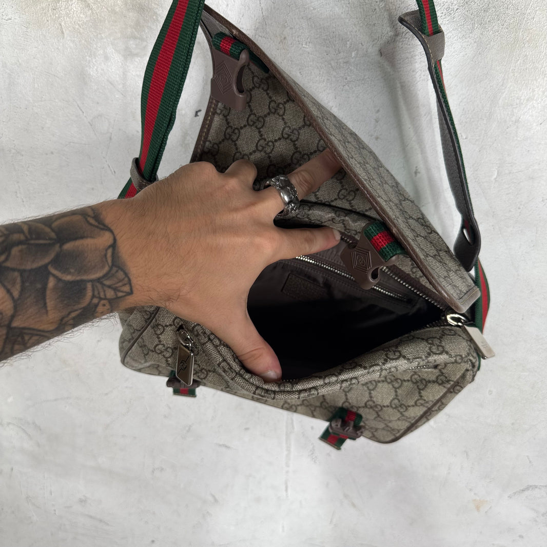 Gucci Buckled Monogram Messenger Bag