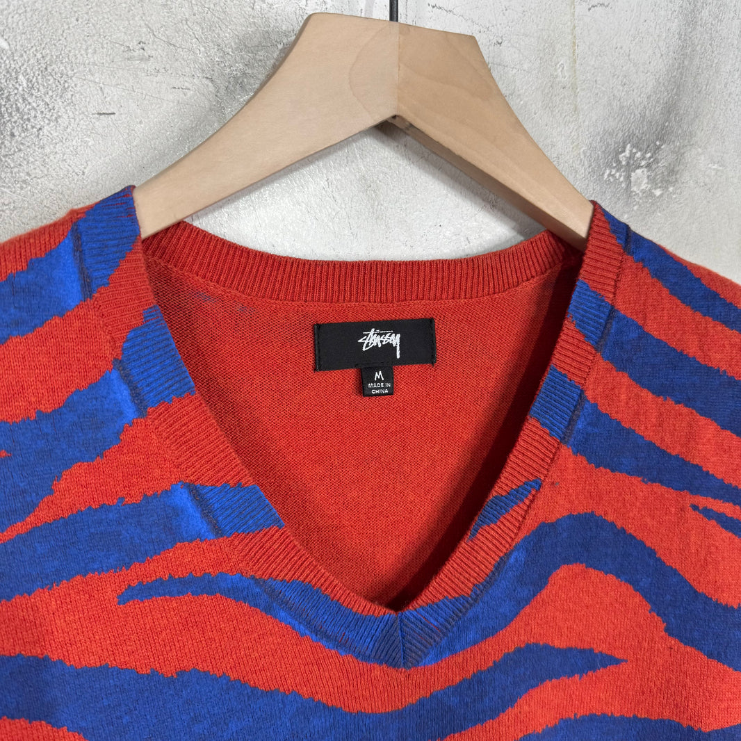 Stussy Red/Blue Tiger Sweater Vest