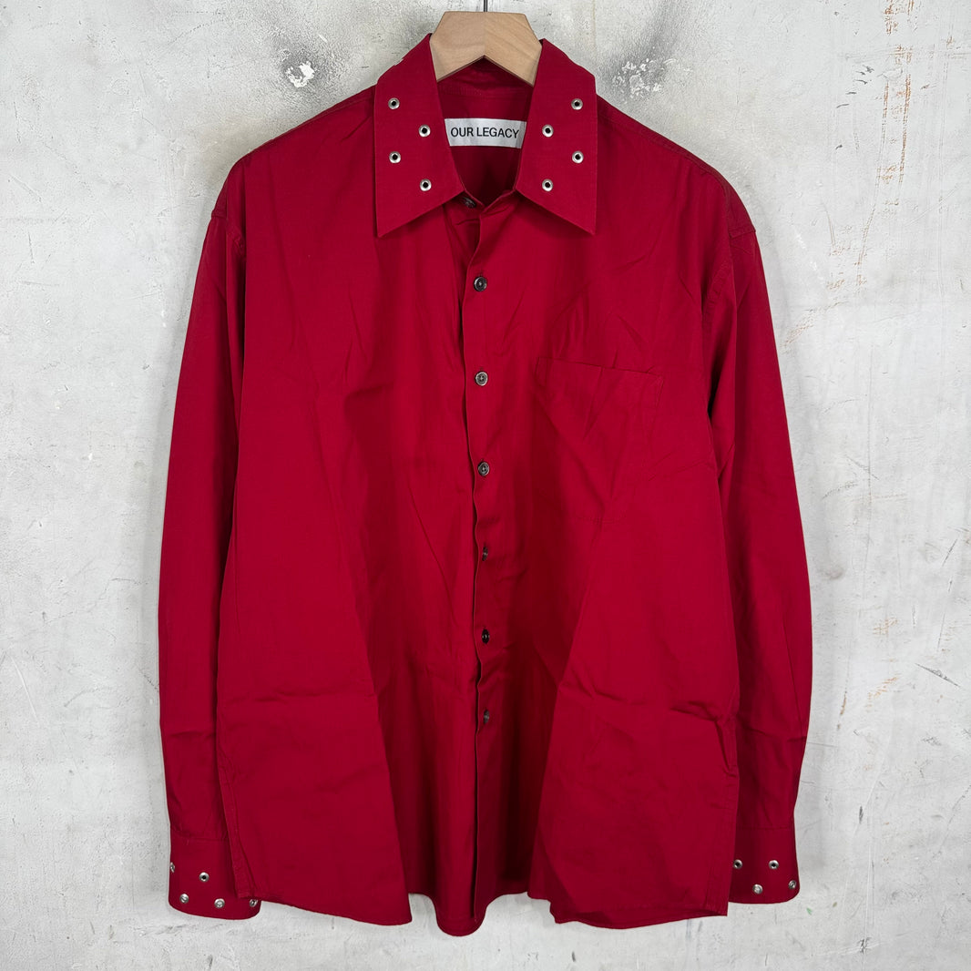 Our Legacy Red Grommeted Above Buttoned Shirt
