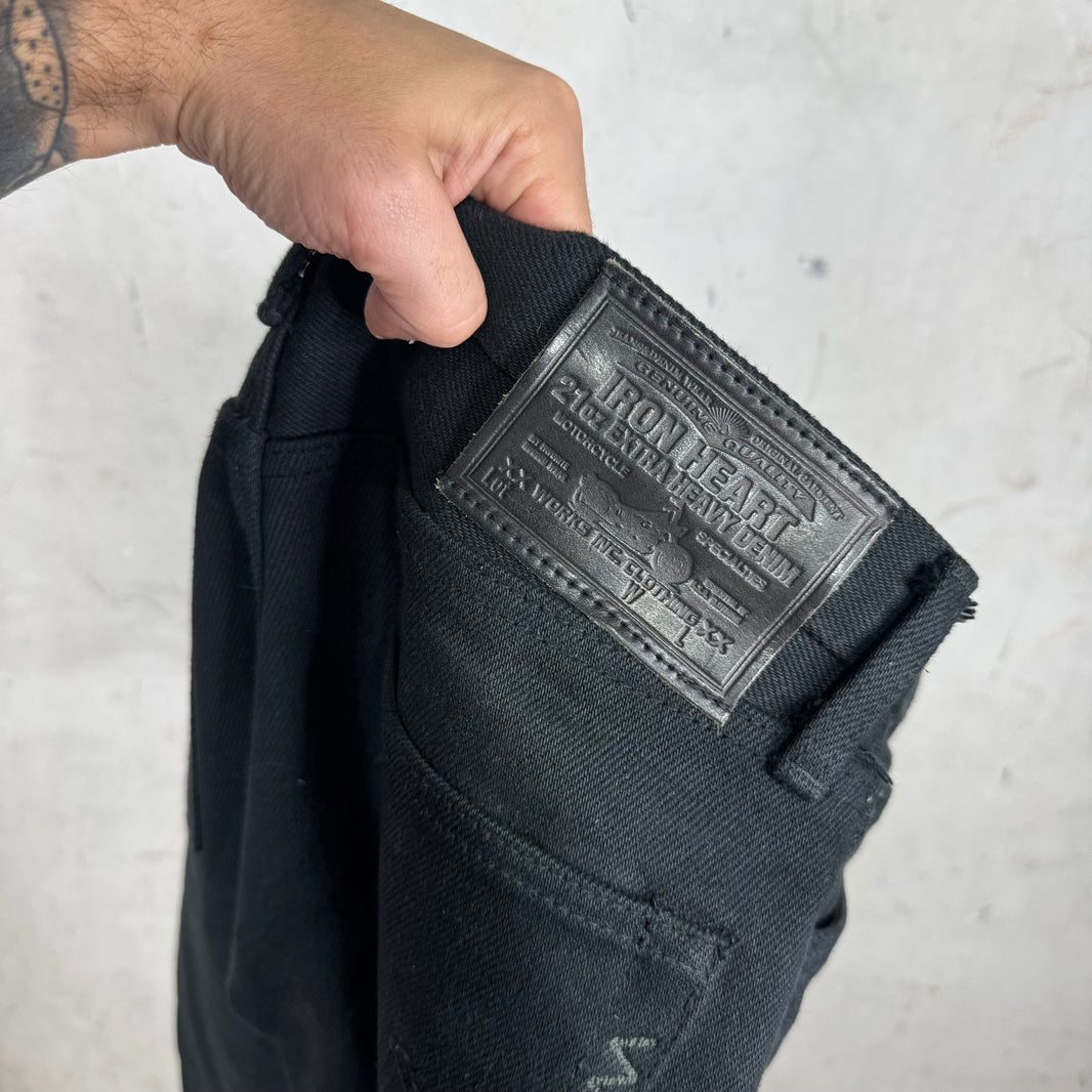 Iron Heart Hemmed Black Jeans
